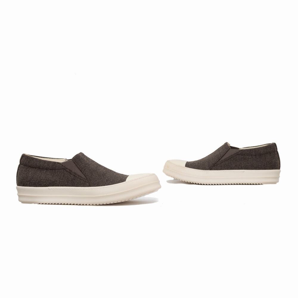 Rick Owens DRKSHDW Boat Slip-On Low Top Sneakers Brown Wool EU 44 US 11